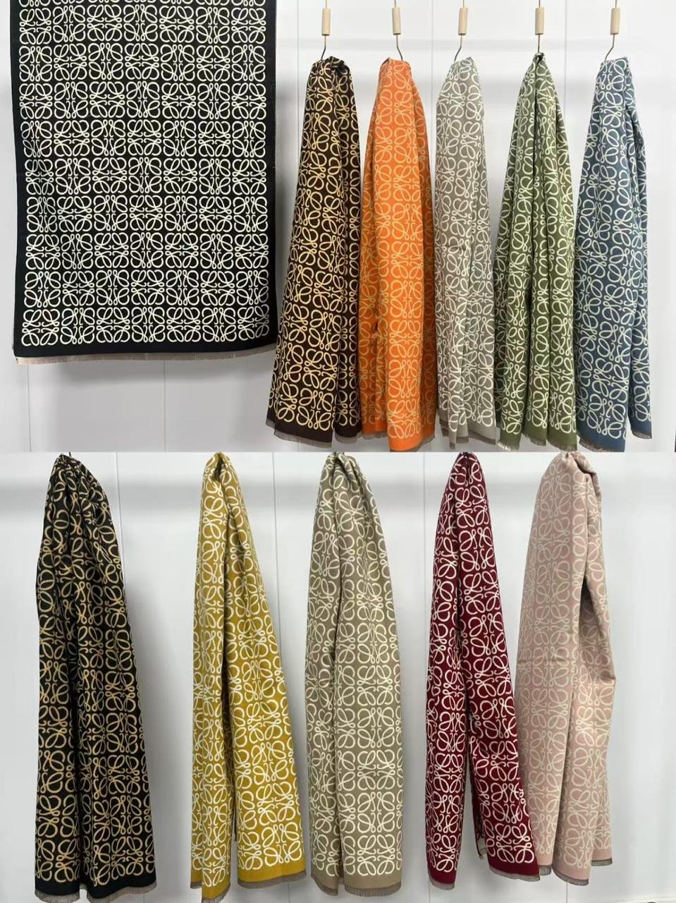 Luxury Anagram Cursive Monogram Wool Blend Scarf – Designer Cashmere Feel Winter Stole